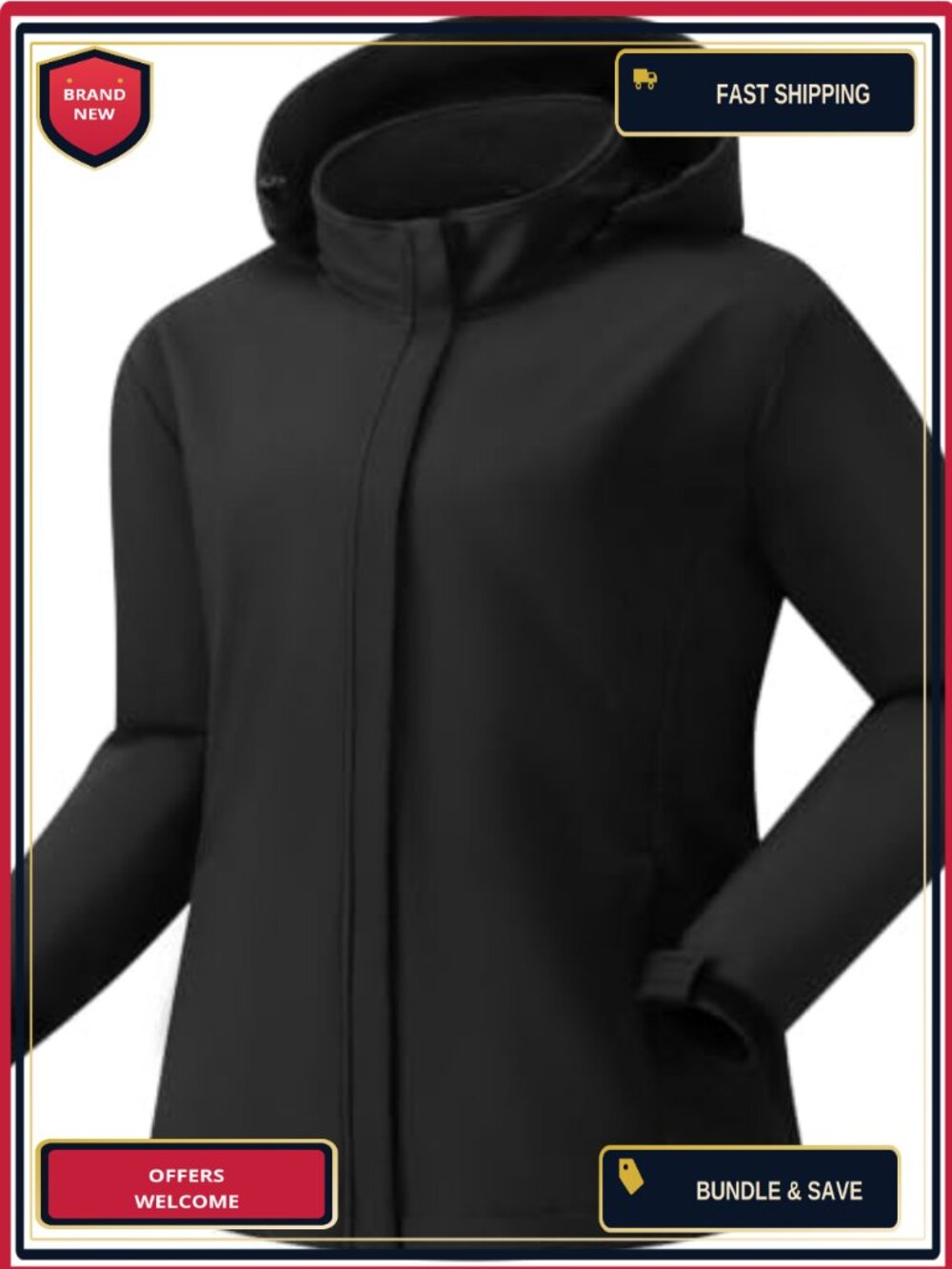 Plus Size Softshell Waterproof Rain Coat Fleece Lined Jacket